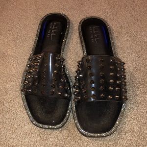Rhinestone Stud Slides Sandals (Size 6)